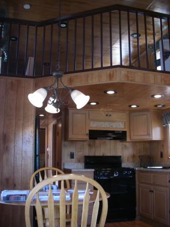 log cabin type mobile home interior